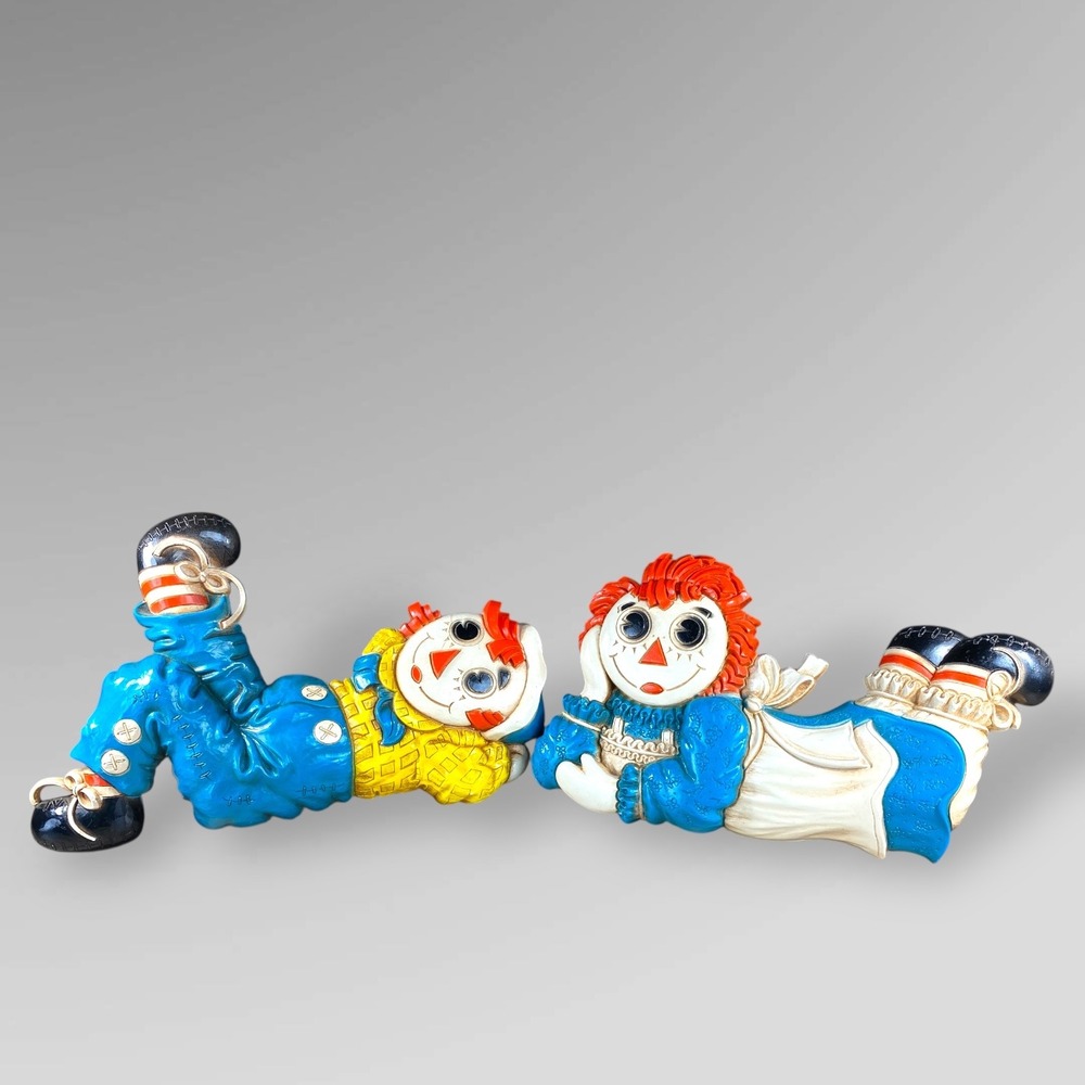 Raggedy Ann & Andy Wall Plaques Set‎ Vintage 1977 Bobbs Merrill Room Decor